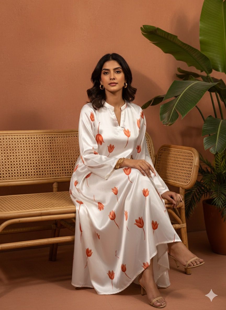 Satin Silk Fabric 1Piece - Stitched - Image 4