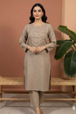 Linen Fabric 2Pieces Self Print Stitched